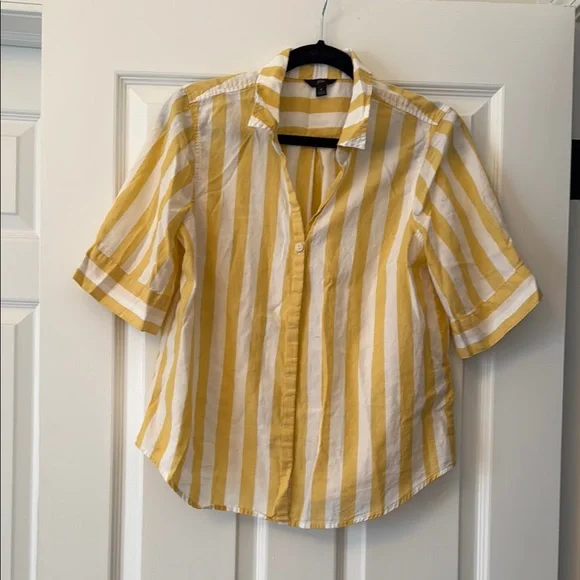 J. Crew Striped Top in Sunny Yellow and White - Picture 1 of 3